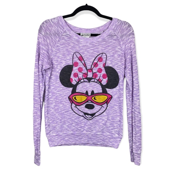Disney Tops - Disney Parks Minnie Mouse Sunglasses Heathered Purple Long Sleeve Knit Top XS